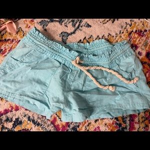 Teal Roxy Oceanside Linen shorts